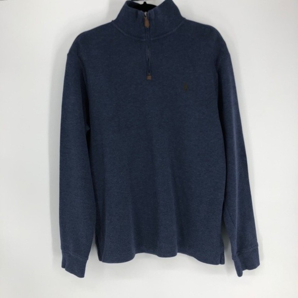 Polo Ralph Lauren Mens 1/4 Zip Blue Ribbed Shirt M